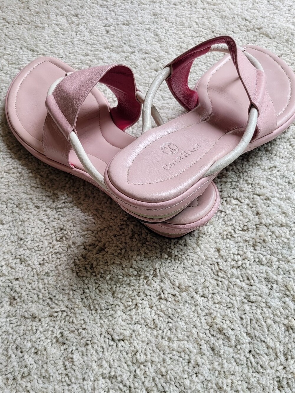 Cole Haan Vintage "All Leather" Light Pink Sandals, White Straps, Nice Shape 9B - Picture 3 of 6